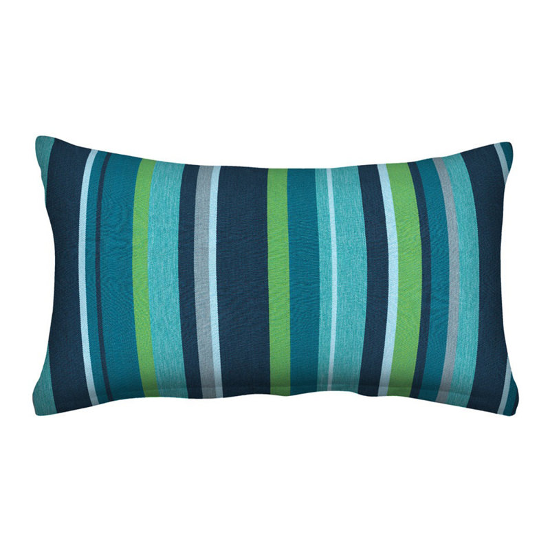 Lumbar Toss Pillow Striped Olefin Indoor/Outdoor Reversible Throw Pillow, Poolside