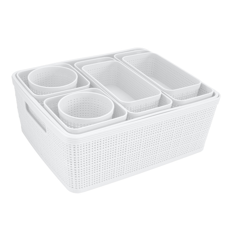 Ensemble de 10 bacs en plastique, Blanc