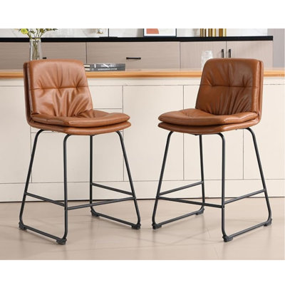 Upholstered Counter Stool with Metal Frame