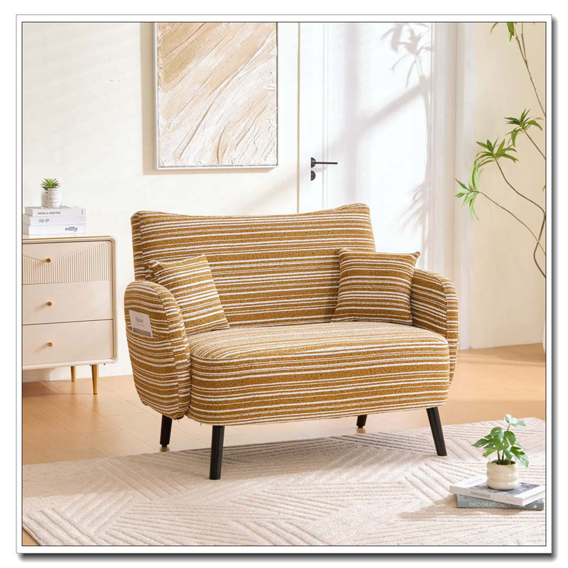 Canapé 2 places pour salon et chambre à coucher Canapé rembourré compact, Jaune moutarde