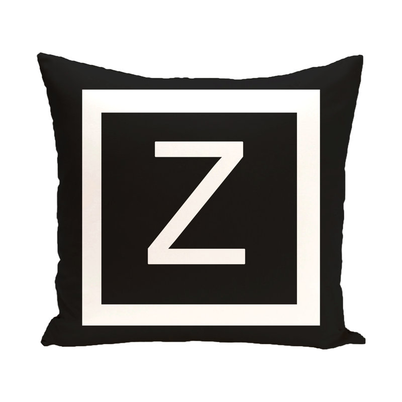  Housse de coussin carré et insert, H 16 po x l 16 po x P 2 po, Corbeau / blanc, Z