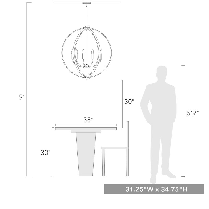 Petitt 9 - Light Dimmable Chandelier, Olympic Gold, Pewter