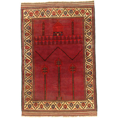 Luzmarie Cotton Oriental Area Rug in Red