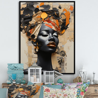 Minimalism African Fashion Woman Portrait - African Art Canvas Print