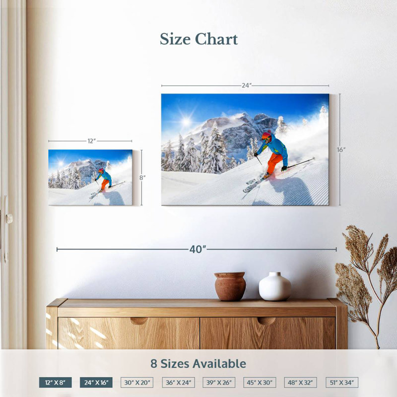 Sireci Snow Mountain Ski, 16" H x 24" W