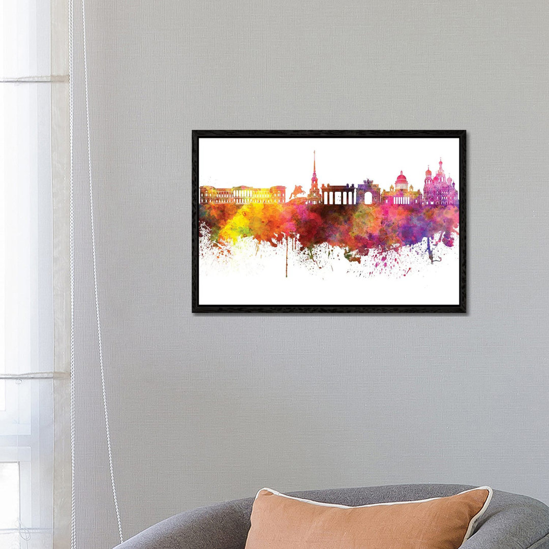 Sankt Petersburg Skyline in Aquarell von Paul Rommer - Galerie-verpackte Leinwand Giclée auf Leinwand