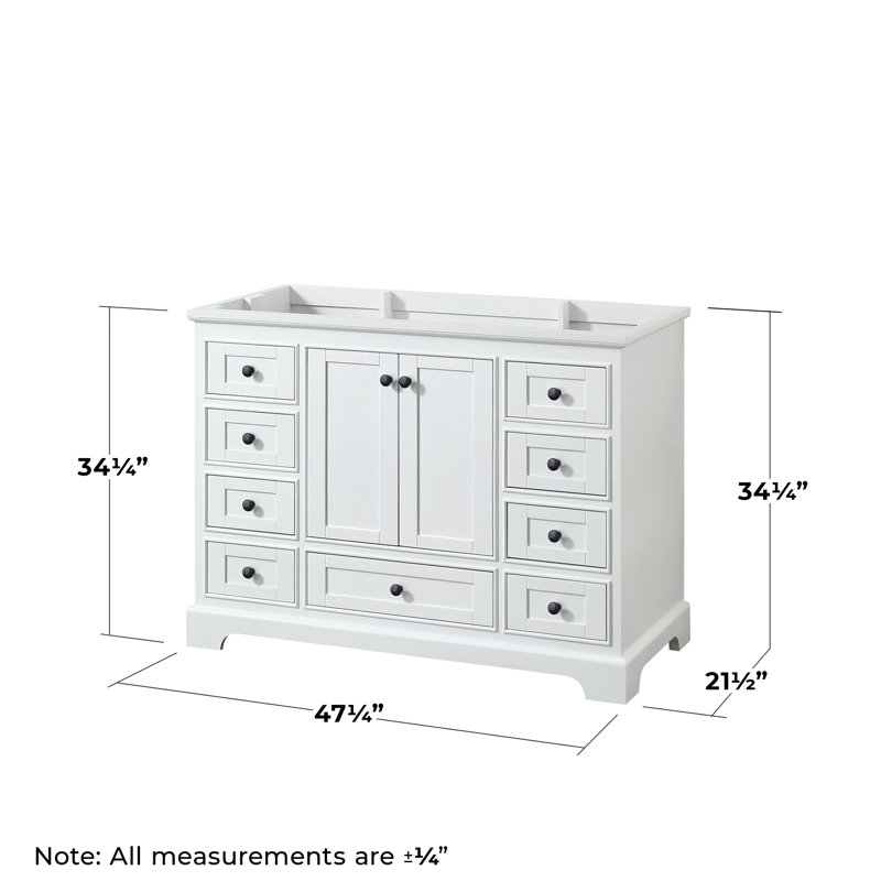 Deborah 48 " Single Bathroom Vanity Base, White/Matte Black Trim