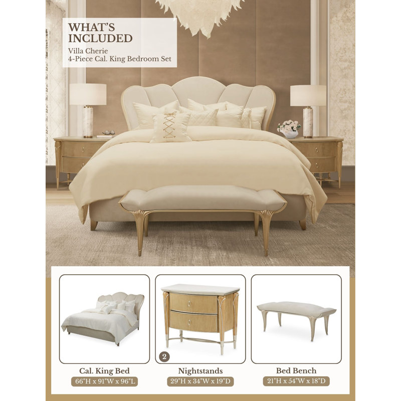 Villa Cherie Caramel 4-Piece Cal. King Bedroom Set, California King