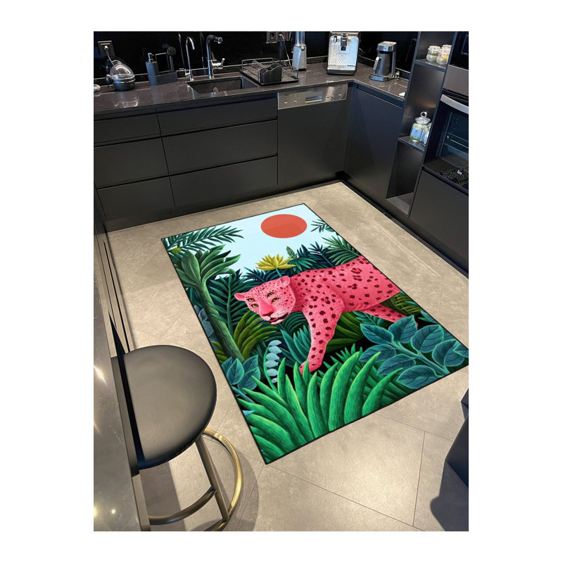Tapis rose lavable à la machine, Sous-tapis rectangulaire de 3 pi 3 po x 4 pi 11 po