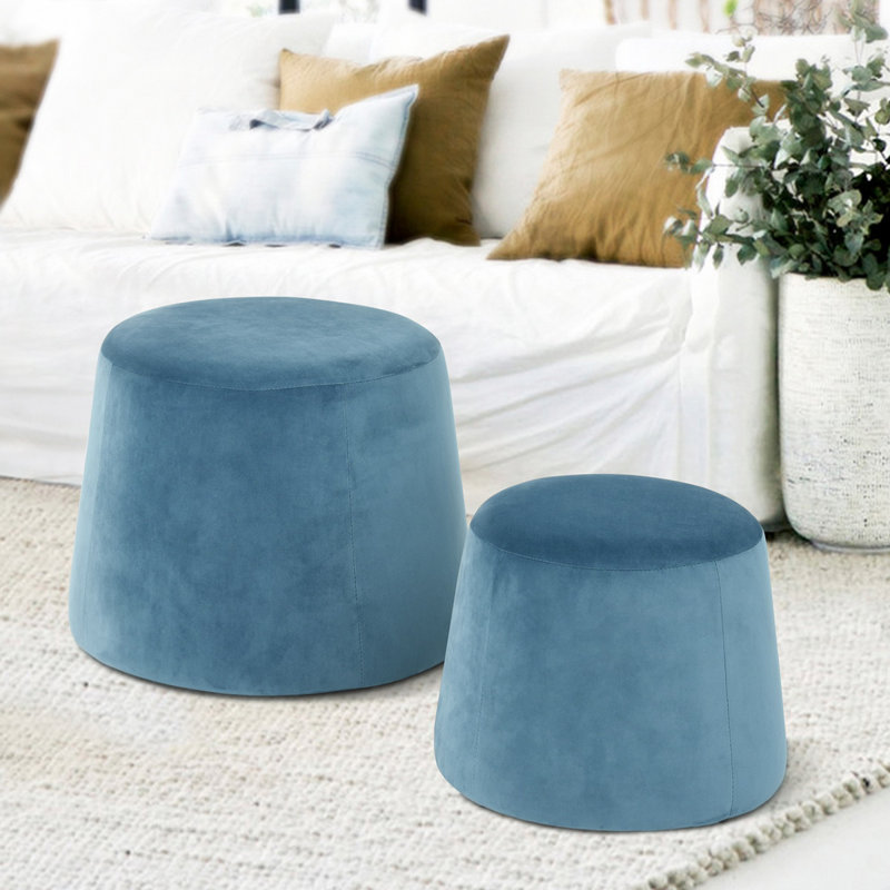 Nico Round Standard Ottoman, Blue
