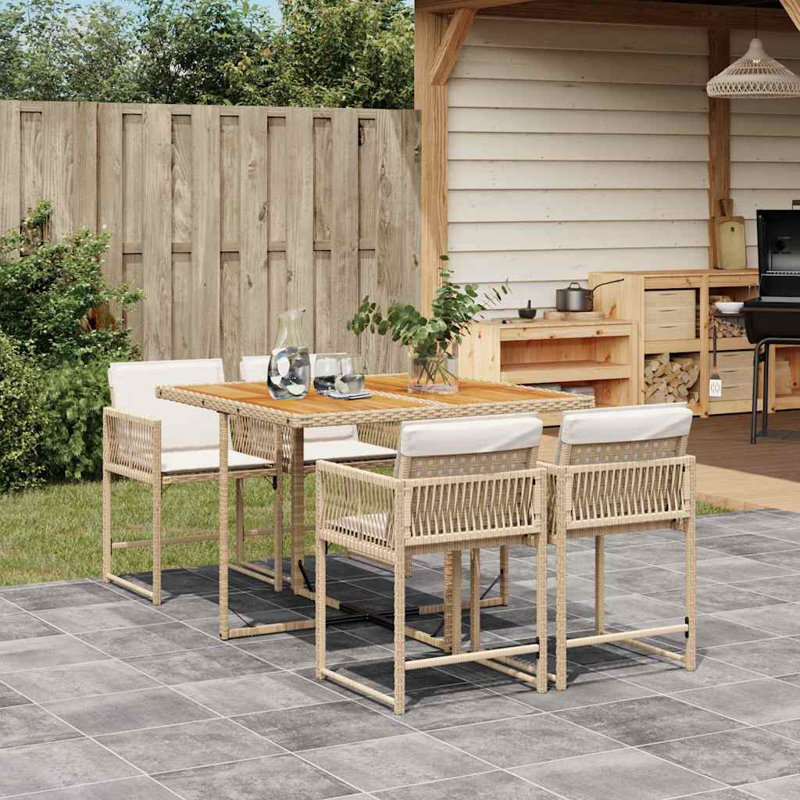 Patio Dining Set with, 73cm H x 110cm W x 106cm D, Beige, 4
