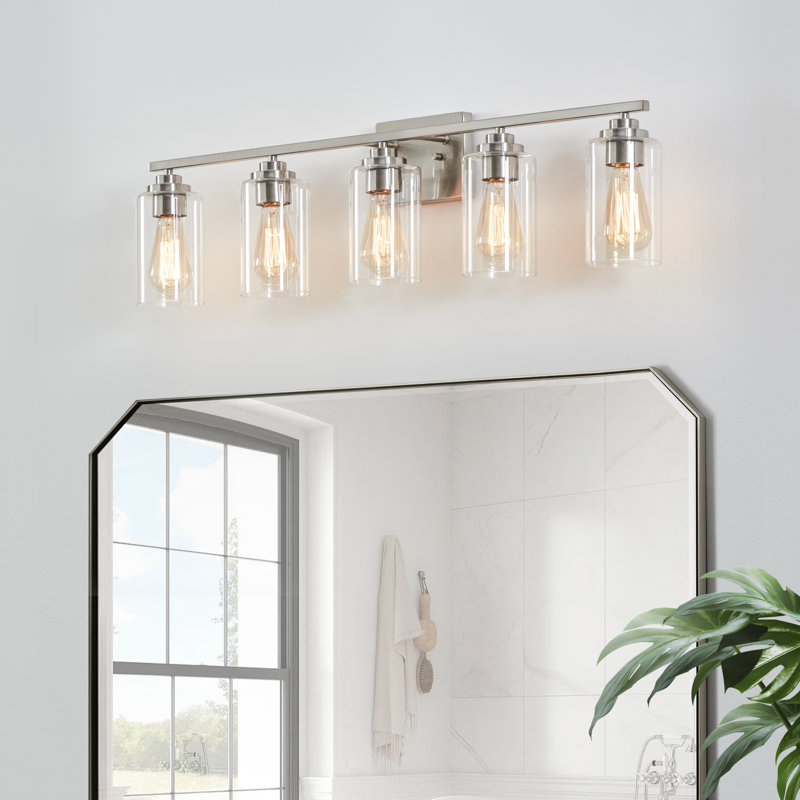 Quitterie - Éclairage pour meuble-lavabo, Nickel brossé, Clear, 5
