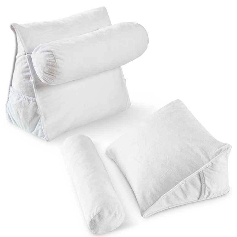 Housse et insert de traversin en velours, Blanc