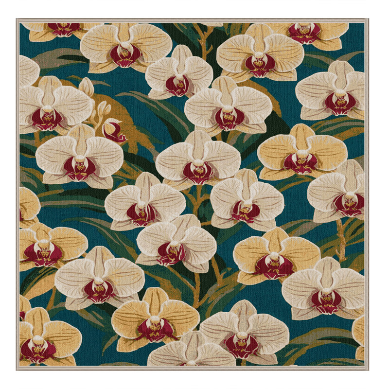 Tapis botanique brun lavable à la machine, Carré 3 pi
