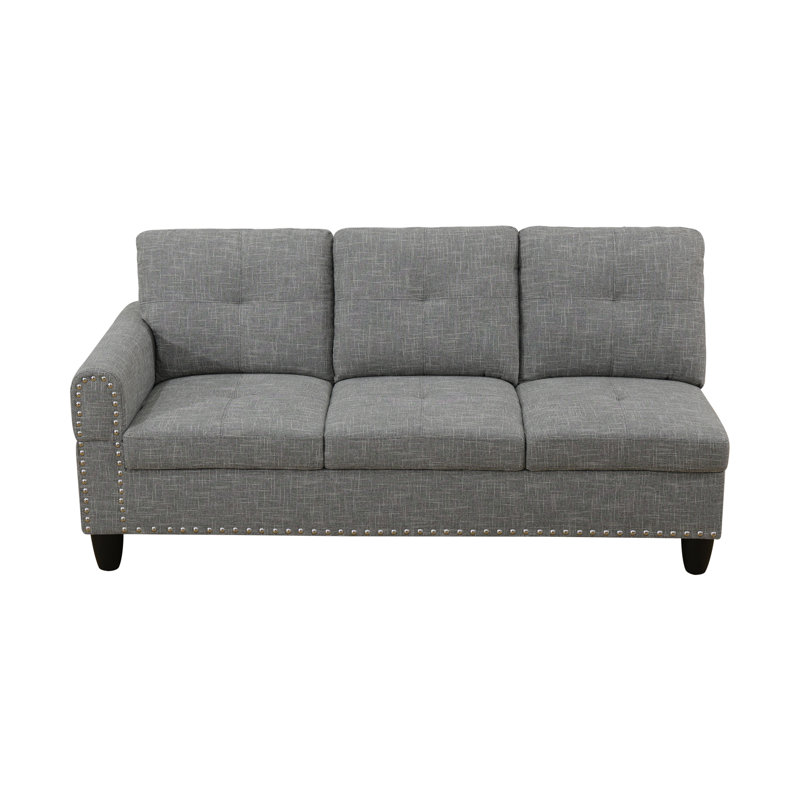 Ensemble de canapé modulaire 3 pièces en lin gris clair Nova, Orienté à droite, Lin gris
