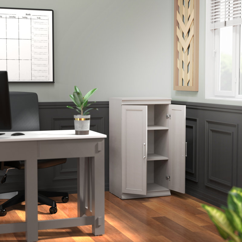 Modular Storage 21.38" W 3 Shelf Storage with Doors, Grey