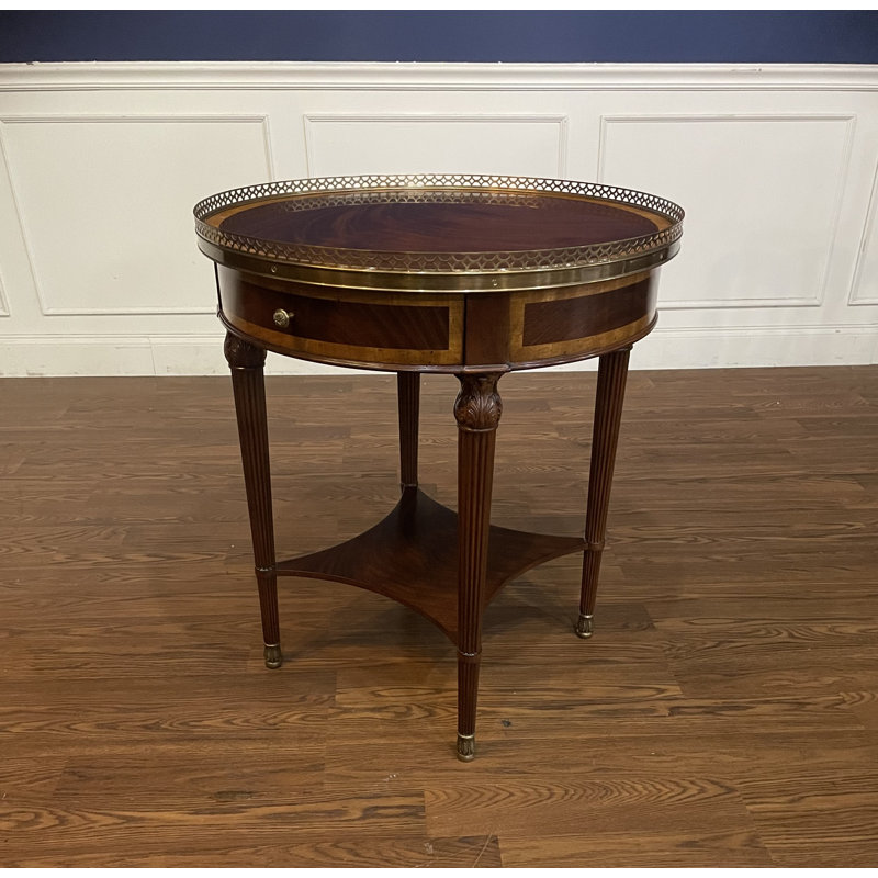 Round Mahogany End Table with Brass Gallery