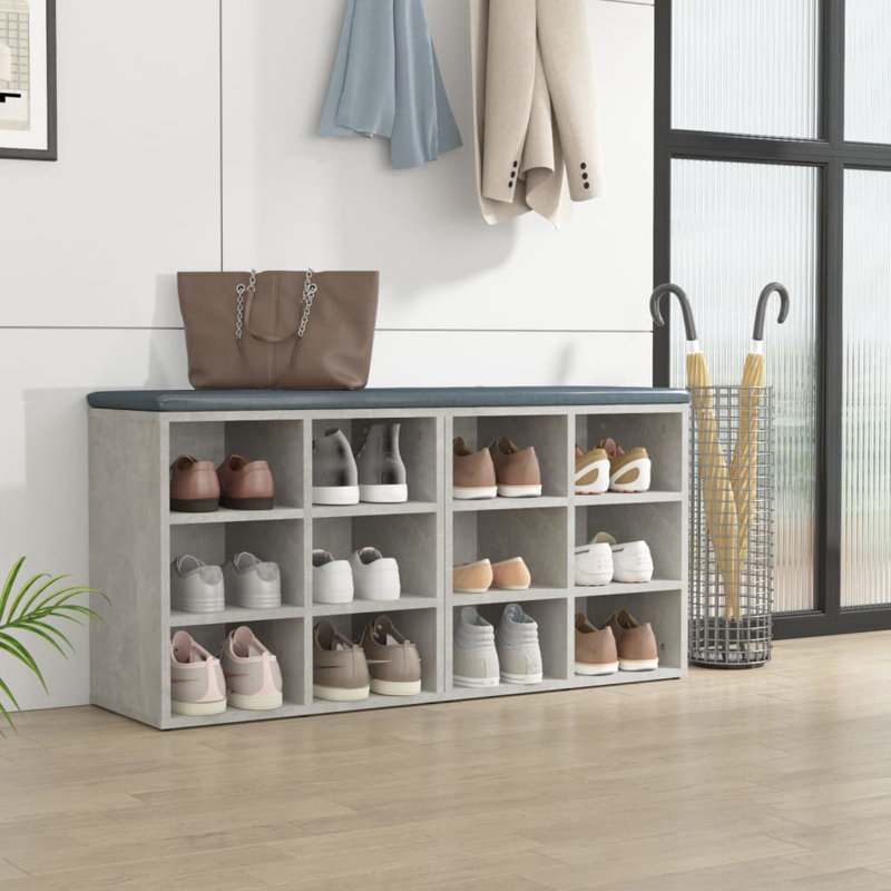 12 Pair Flip Down Shoe Storage, Concrete Grey