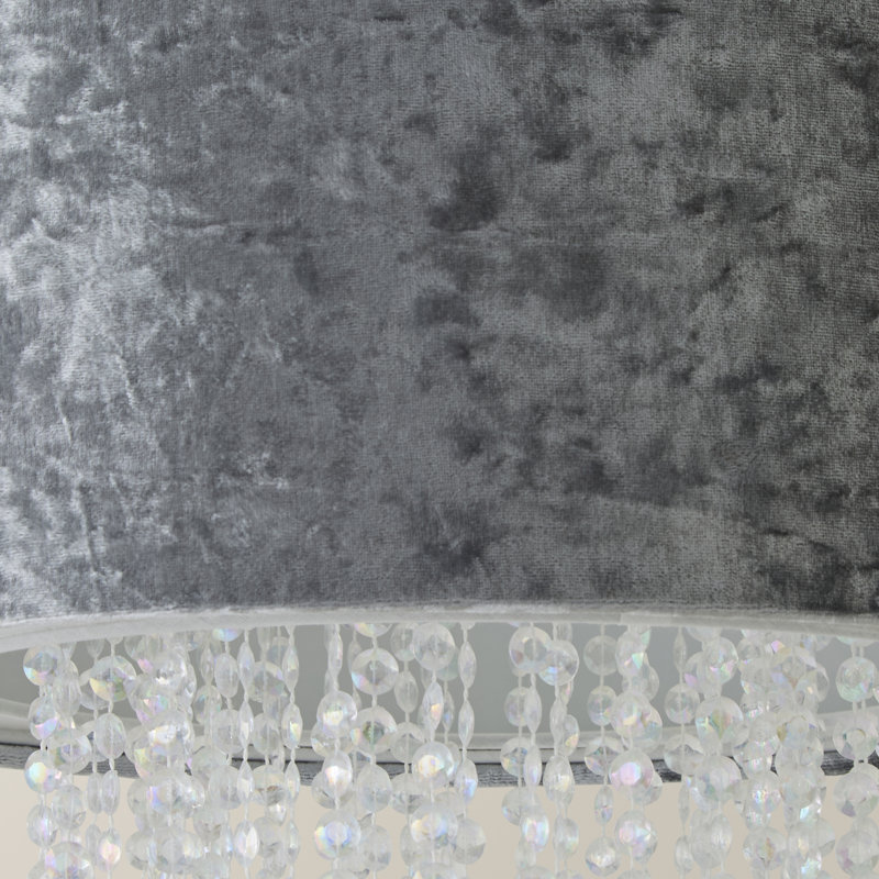 Boland 40cm H Plastic Drum Pendant Shade ( Clip On ), Grey Velvet