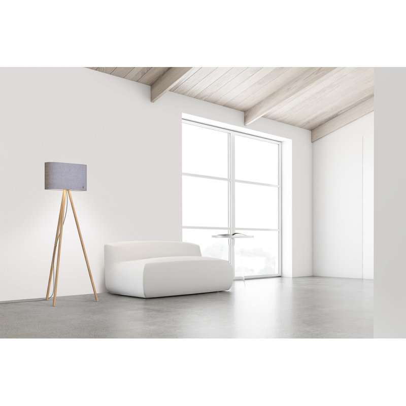 Belmont Tripod Floor Lamp, Walnut, White