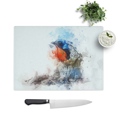 Tempered Glass Robin Bird Chopping Board
