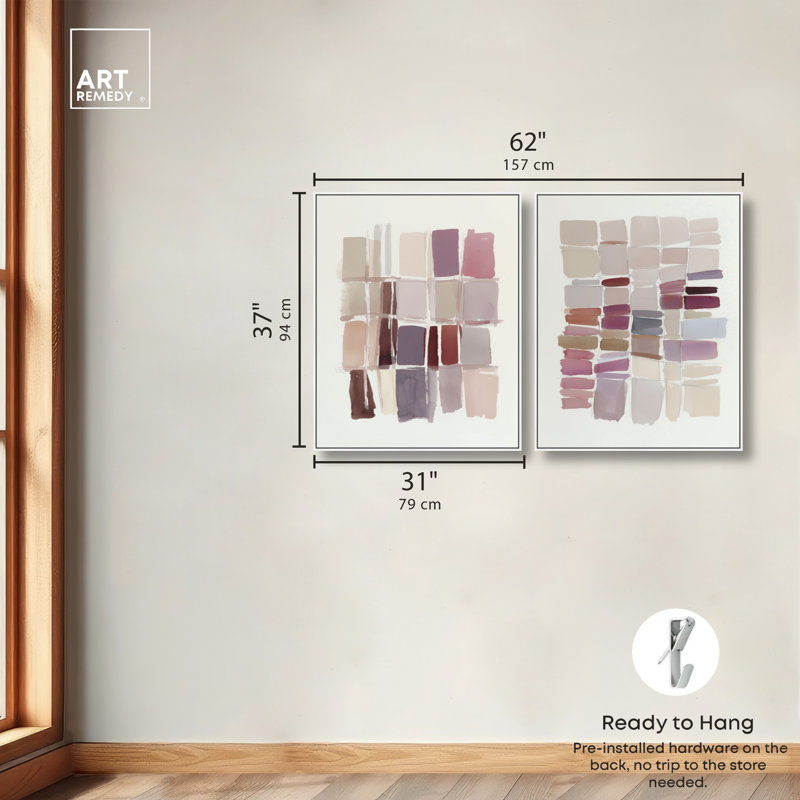 Ensemble de décorations murales abstraites Tonal Gridwork , H 37 po x l 31 po, Silver Frame
