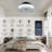 16 In.Smoky Gray Flush Mount Ceiling Fan With Dimmable LED Light  And Remote
