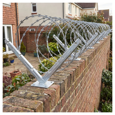 Galvanized Iron Razor Wire Bracket (1 Pair) - V-Shaped Barb Wire Extension Mount for Garden Security
