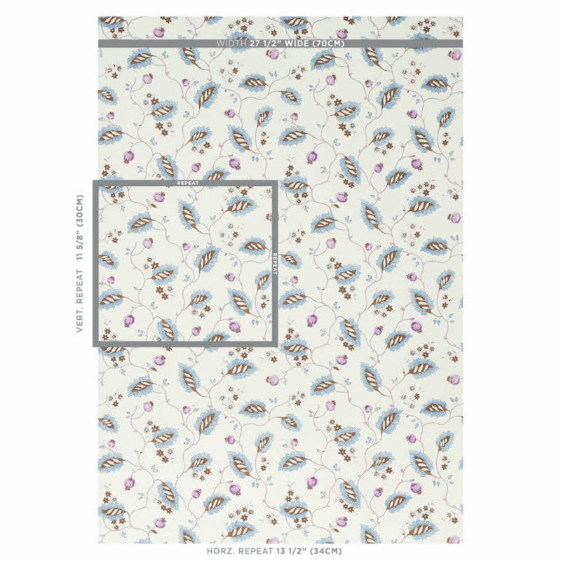 Maryam Vine Wallpaper, Sky/Plum