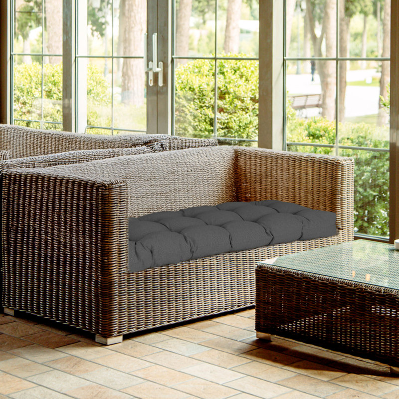 Aoodor Outdoor Polyester Tufted Bench Cushion, Gray, 46" W x 19.7" D