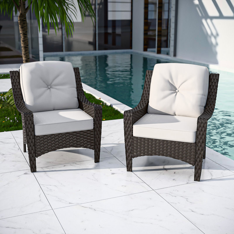 Polyethylene (PE) Wicker Outdoor Club Chair Lounge Chair, Beige
