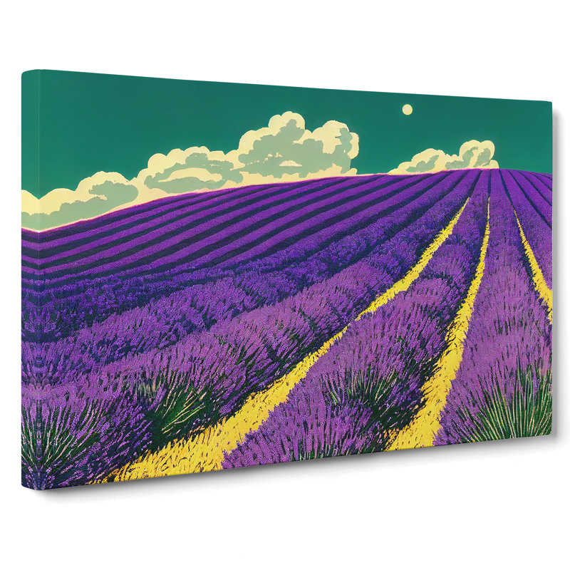 Attractive Lavender Flower Field - Wrapped Canvas, 35cm H x 50cm W x 3cm D