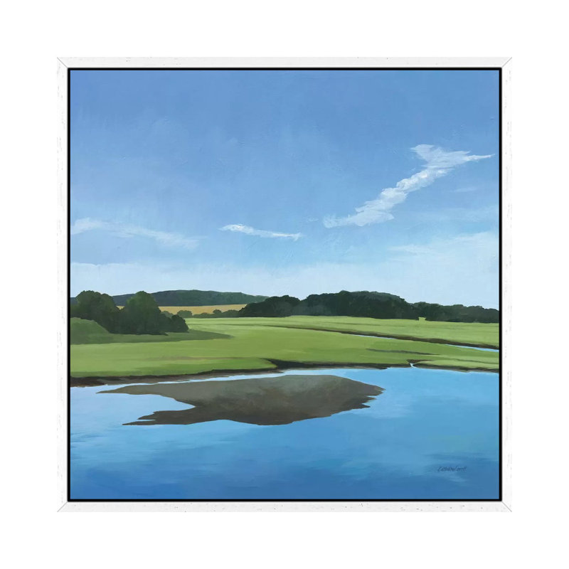 Seapowet Marsh by Kathrine Lovell - Painting on Canvas, 45.72cm H x 45.72cm W x 3.81cm D, White Framed