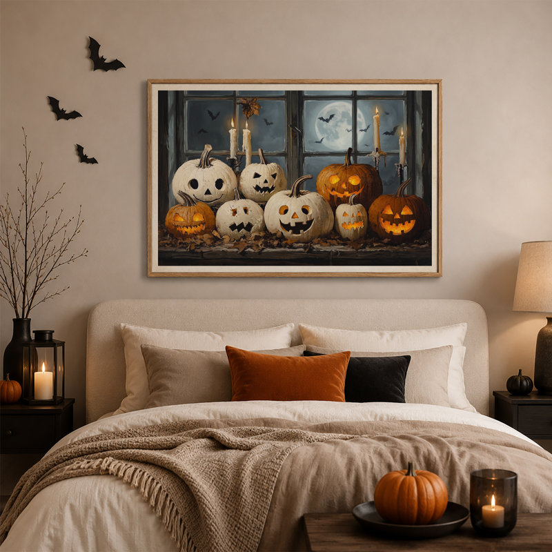 «White and Orange», citrouilles sculptées par Candlelit, H 24 po x l 36 po