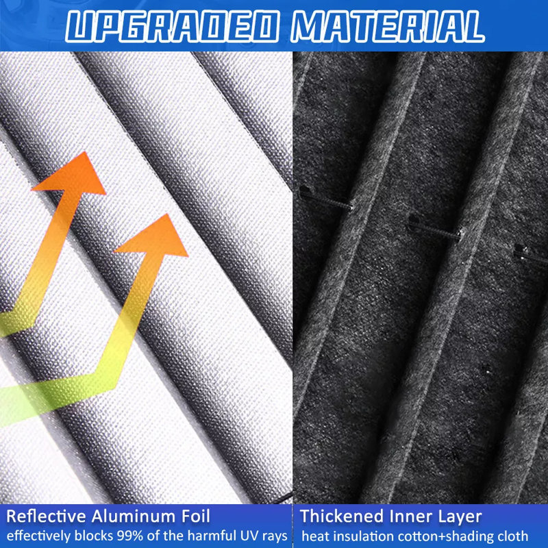 Retractable Windshield Sun Shade, Front & Rear Window Curtain