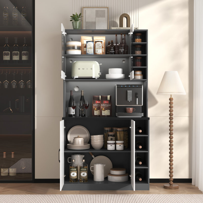 187cm Kitchen Pantry, White/Black