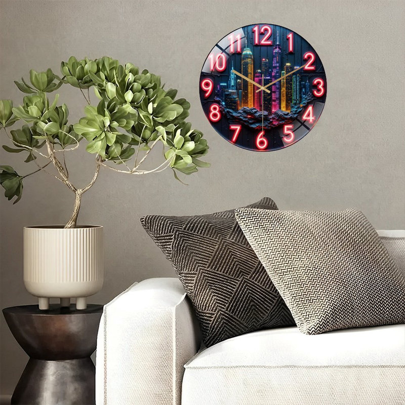 Horloge murale City Skyline, horloge murale 12 po