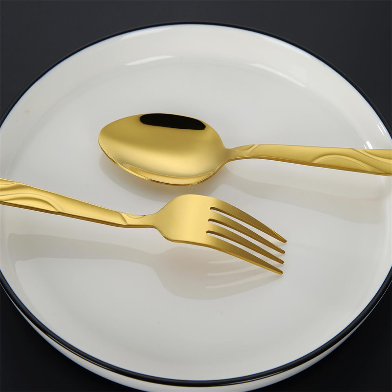 Piece Steel Wood Stainless Steel Hostess Set, Gold