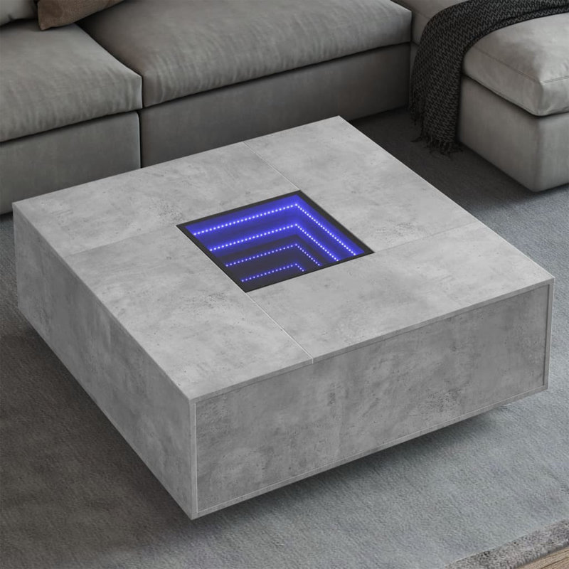 Creigh Coffee Table, Clear/Concrete Grey, Concrete Grey