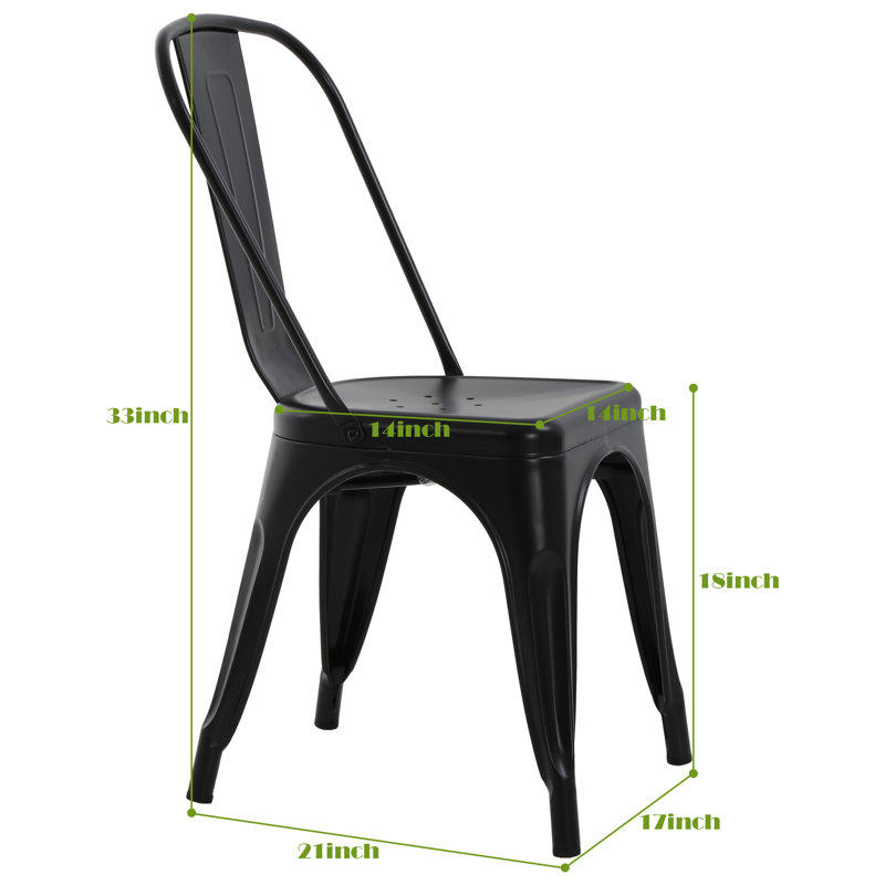 Ensemble de 4 chaises empilables en métal pour l'intérieur et l'extérieur, pour une utilisation à l'intérieur et à l'extérieur, d'une hauteur de 18 po, d'une hauteur de 18 po et d'une hauteur de 18 po.