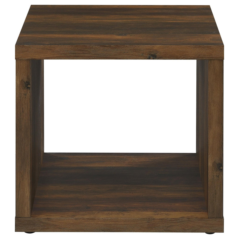 Table de bout carrée en bois d'ingénierie, Brun