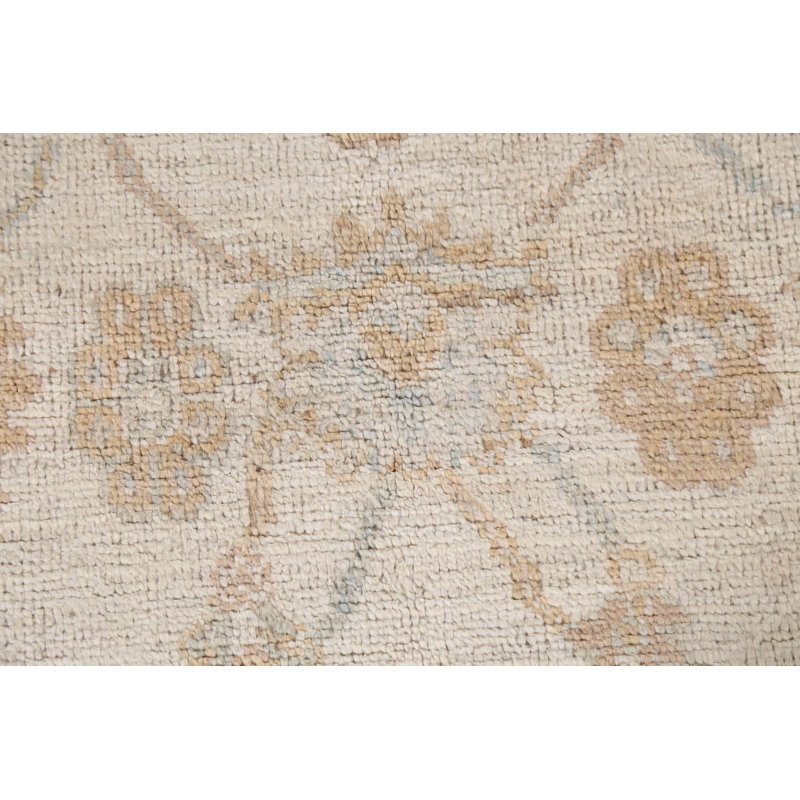 Tapis beige / ivoire en laine noué à la main de conception unique 4 pi 2 po x 6 pi New Age Oushak