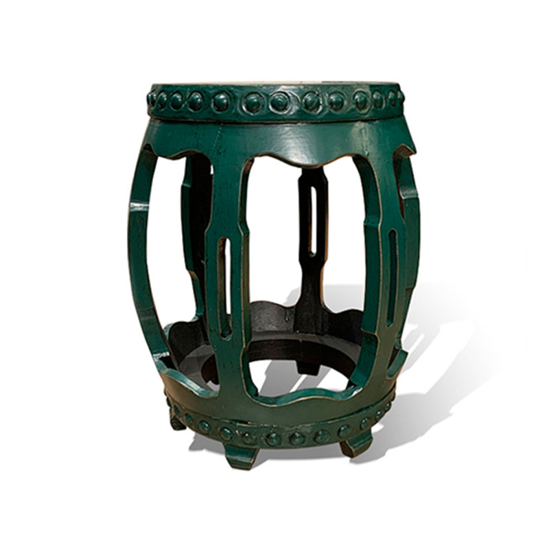 Tabouret tambour - vert, 19" H x 16" W x 16" D, Green