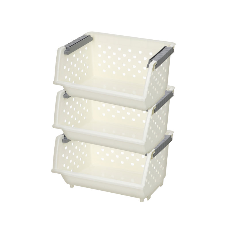 Panier de rangement empilable en plastique Rebrilliant, 3