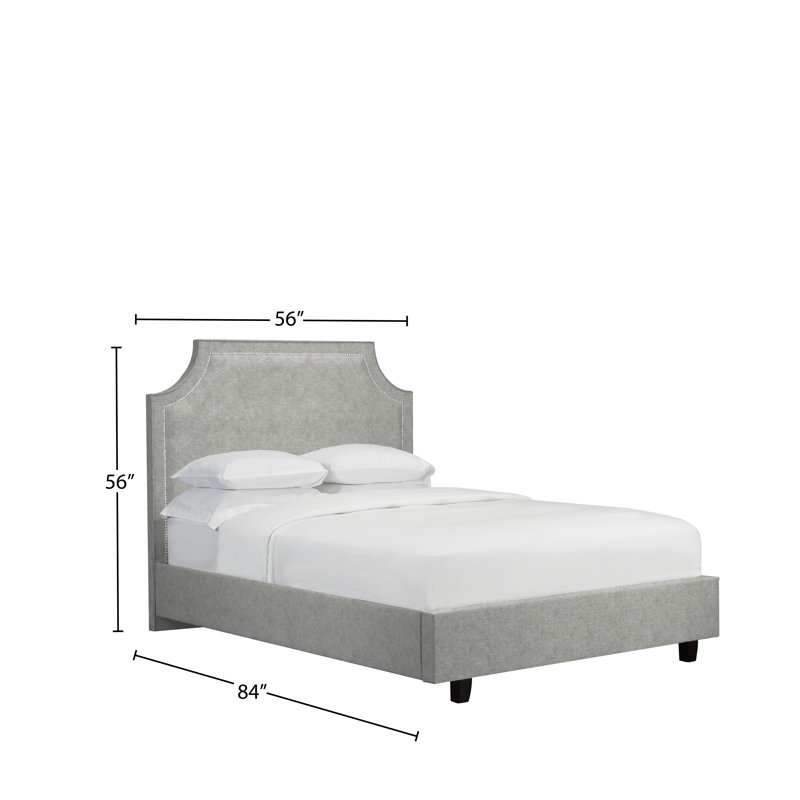 Lit plateforme tapissier avec rangement Wilmot, Argent, Double