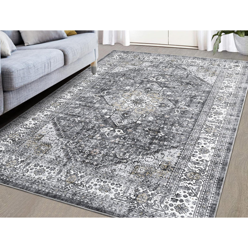 Polyester pearl velvet cotton TPR washed folding back printed carpet - Persia - Competing with beauty, Rectangle 5' x 7'