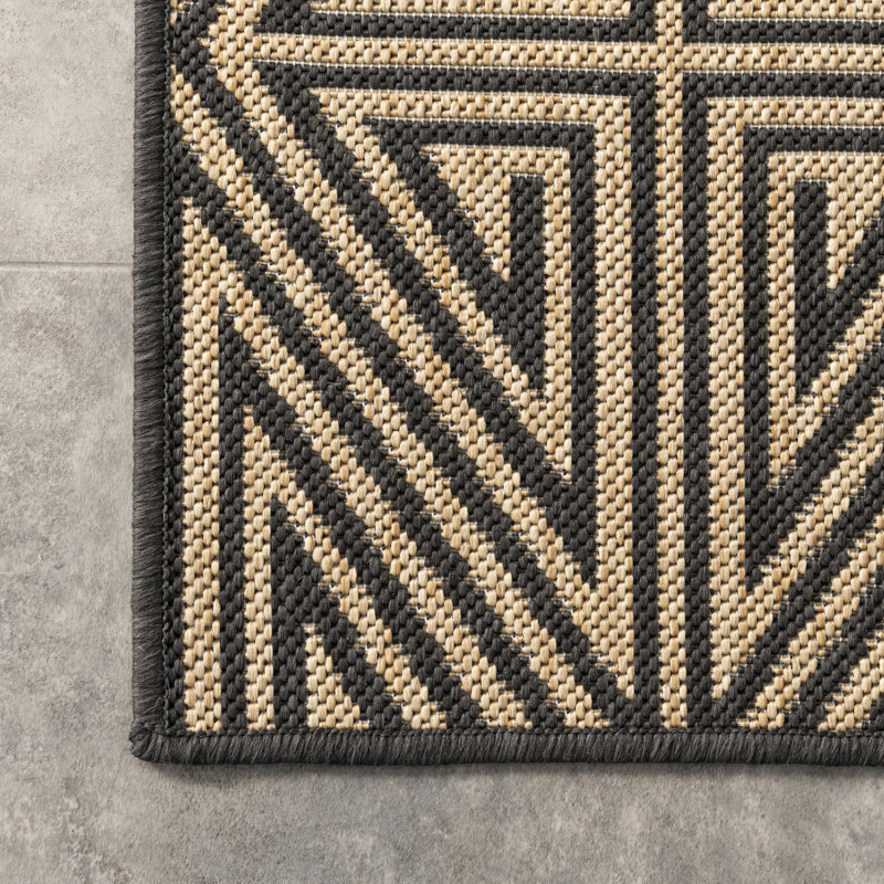 Tapis intérieur / extérieur gris anthracite / beige Gisela, Rectangle 8 pi x 10 pi