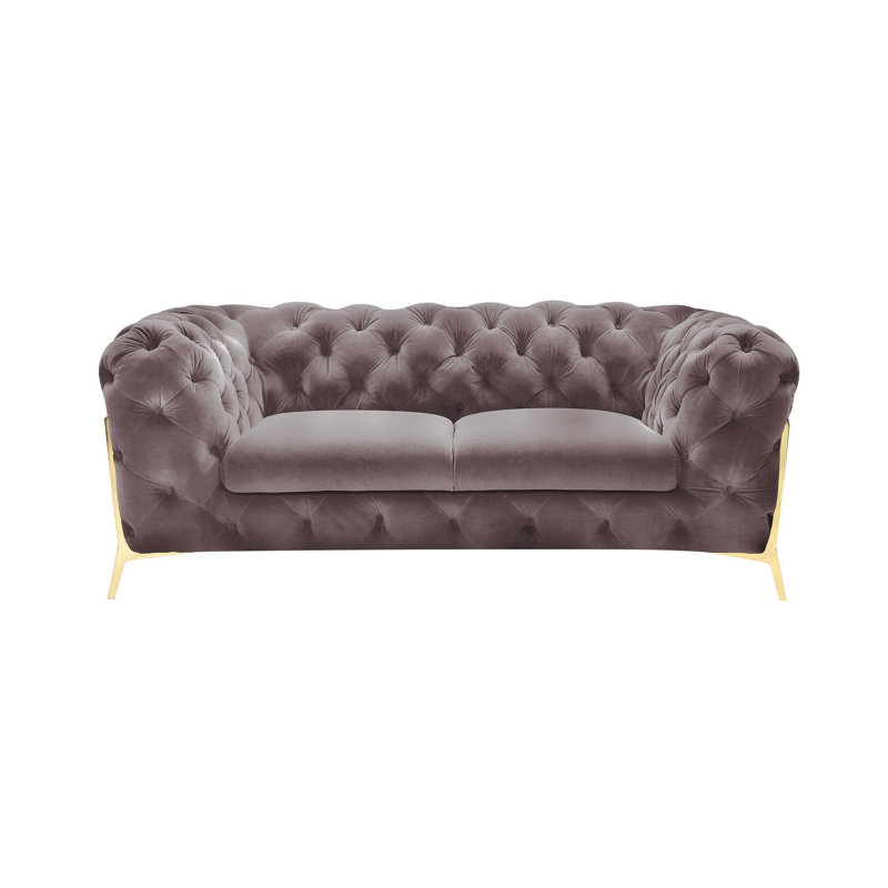 Soule - Causeuse transitionnelle en velours, H 30 po x l 74 po x P 40 po, Tissu argent