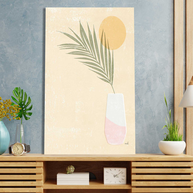 Sun Palm II Blush - peinture, L 42 po x H 72 po, Toile tendue