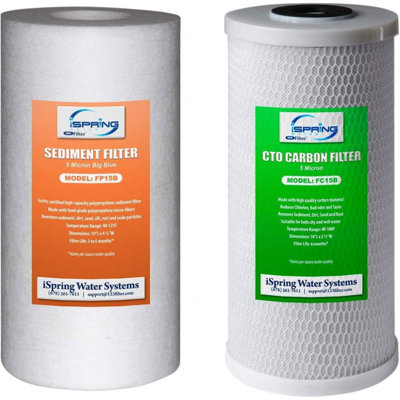 iSpring WGB21B 2-Stage Whole House Water Filtration System, Reduces Sediment, Chlorine, Taste, and Odor, 10” x 4.5” Filters with 1” Inlet/Outlet, w/Additional 6-Month Replacement Filter Set